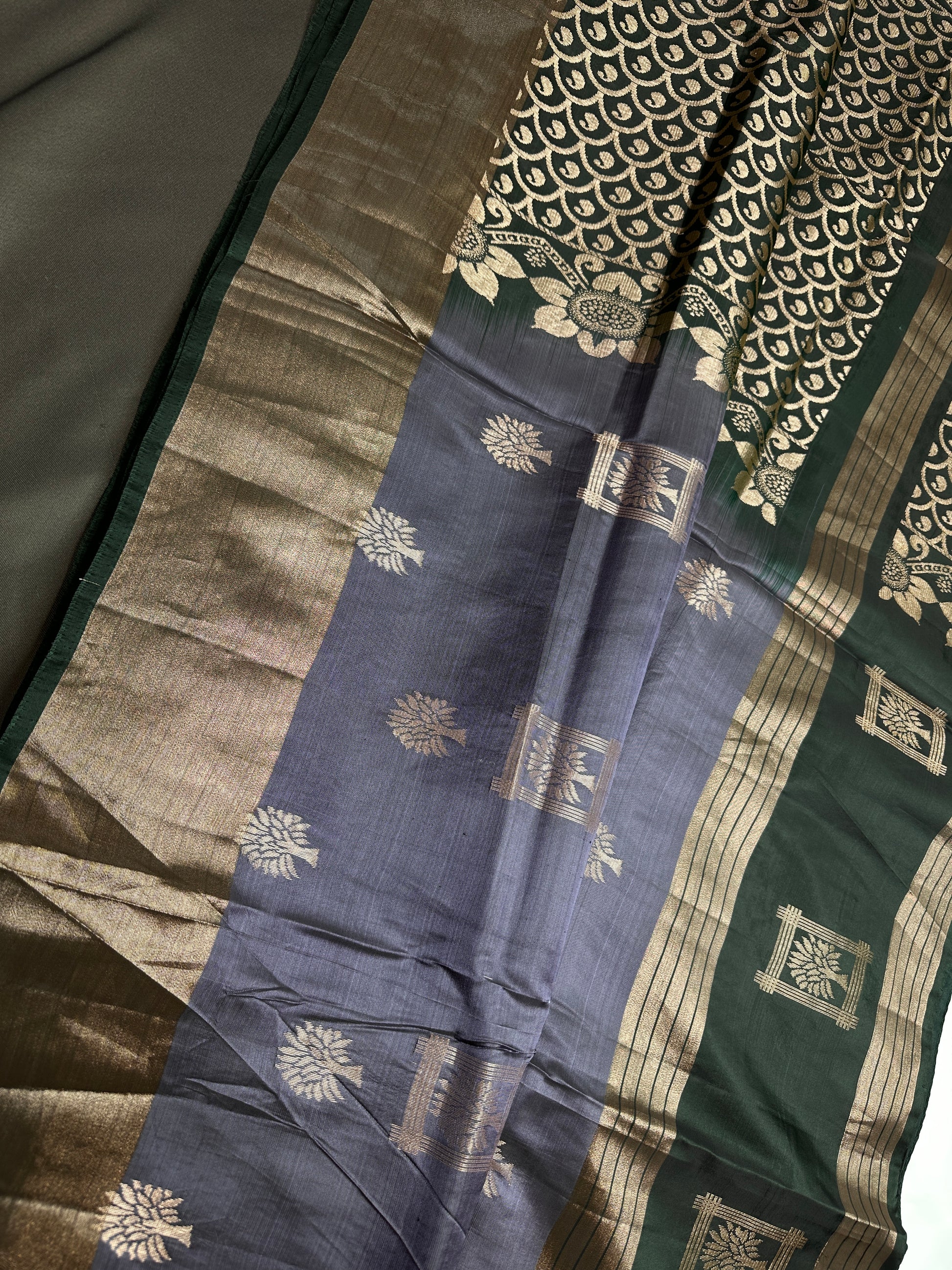 Greyish Blue Light Weight Kanchi Soft Silk  Saree - 