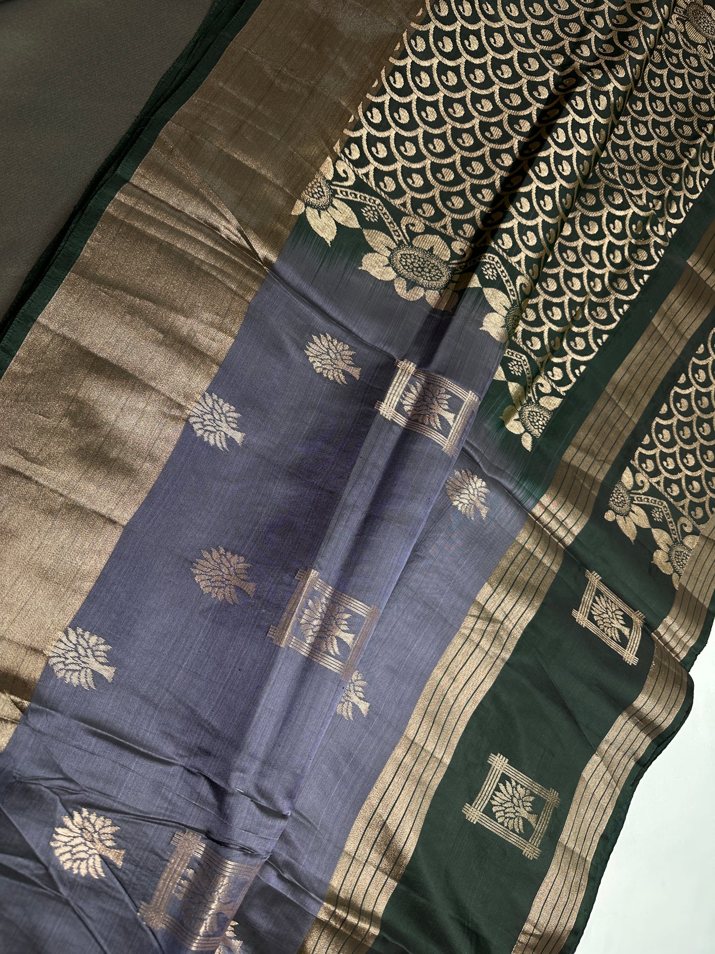 Greyish Blue Light Weight Kanchi Soft Silk  Saree - 