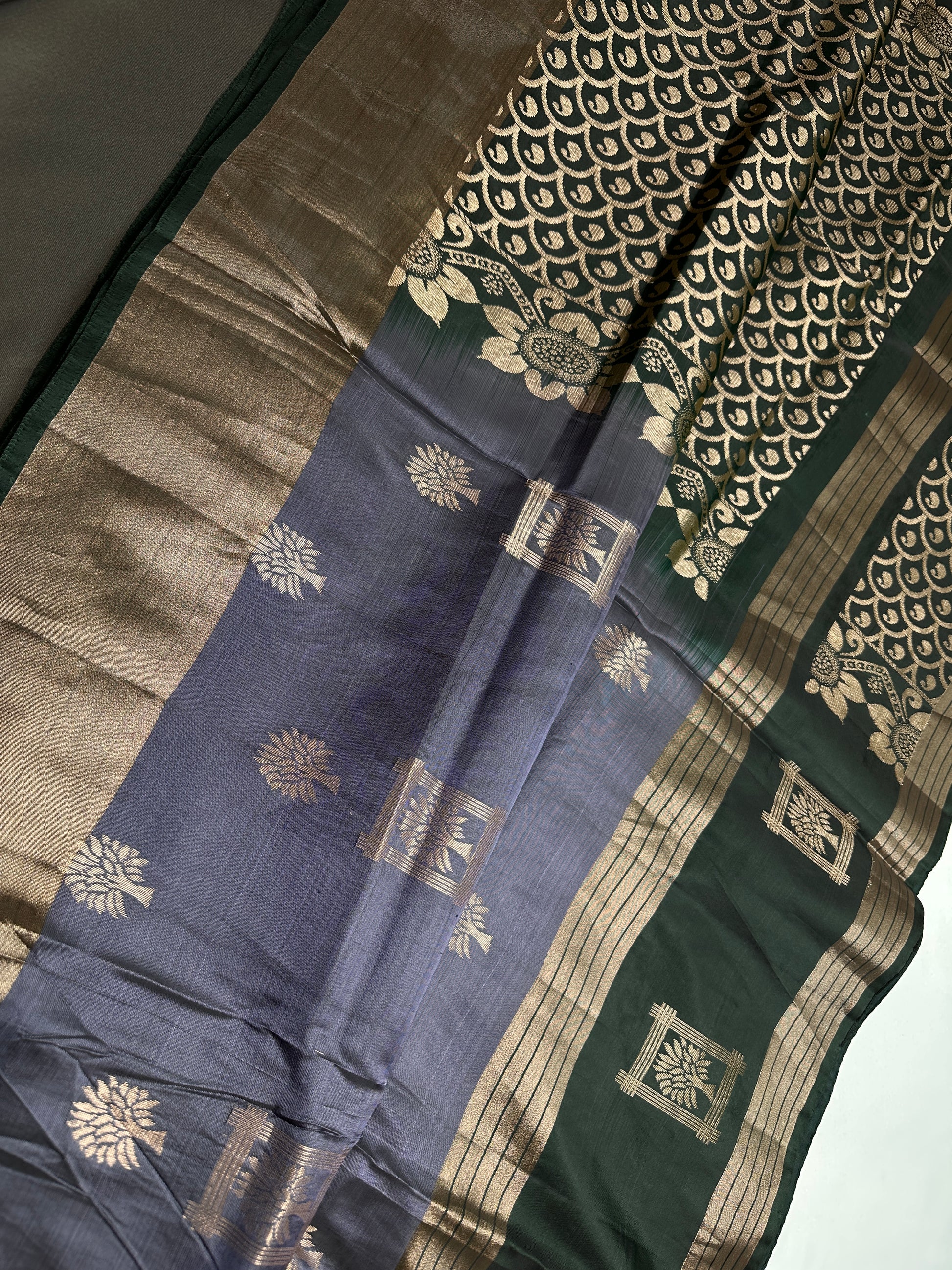 Greyish Blue Light Weight Kanchi Soft Silk  Saree - 
