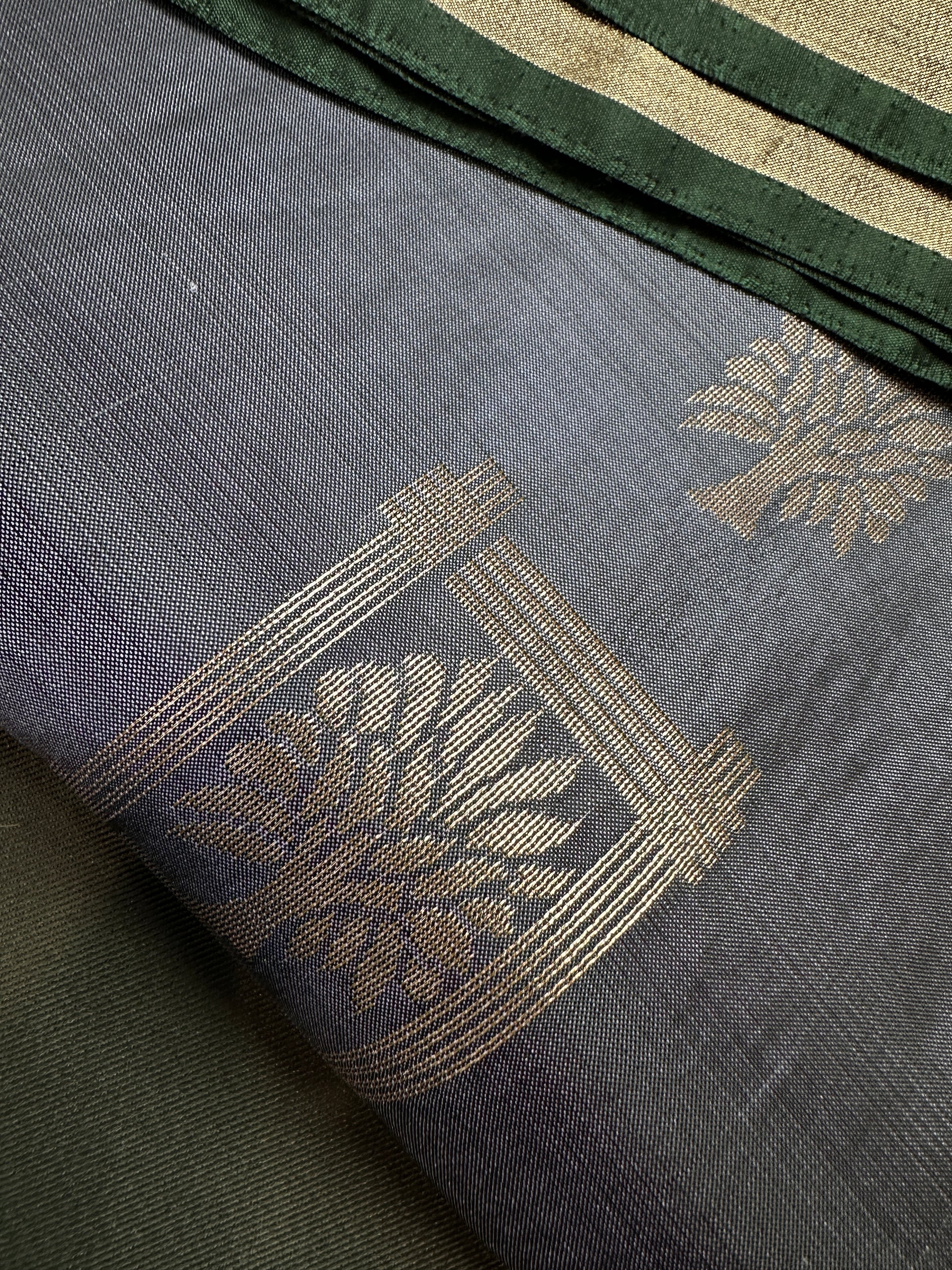 Greyish Blue Light Weight Kanchi Soft Silk  Saree - 