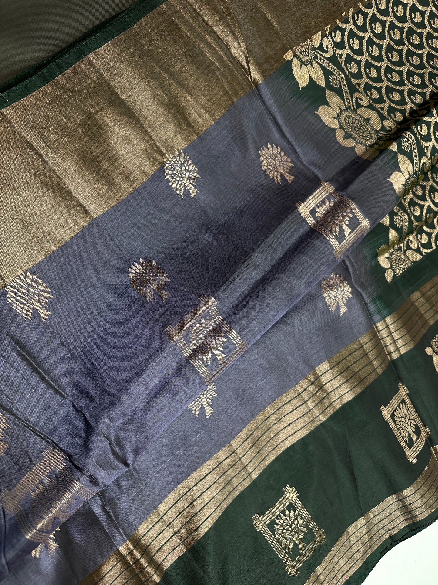 Greyish Blue Light Weight Kanchi Soft Silk  Saree - 