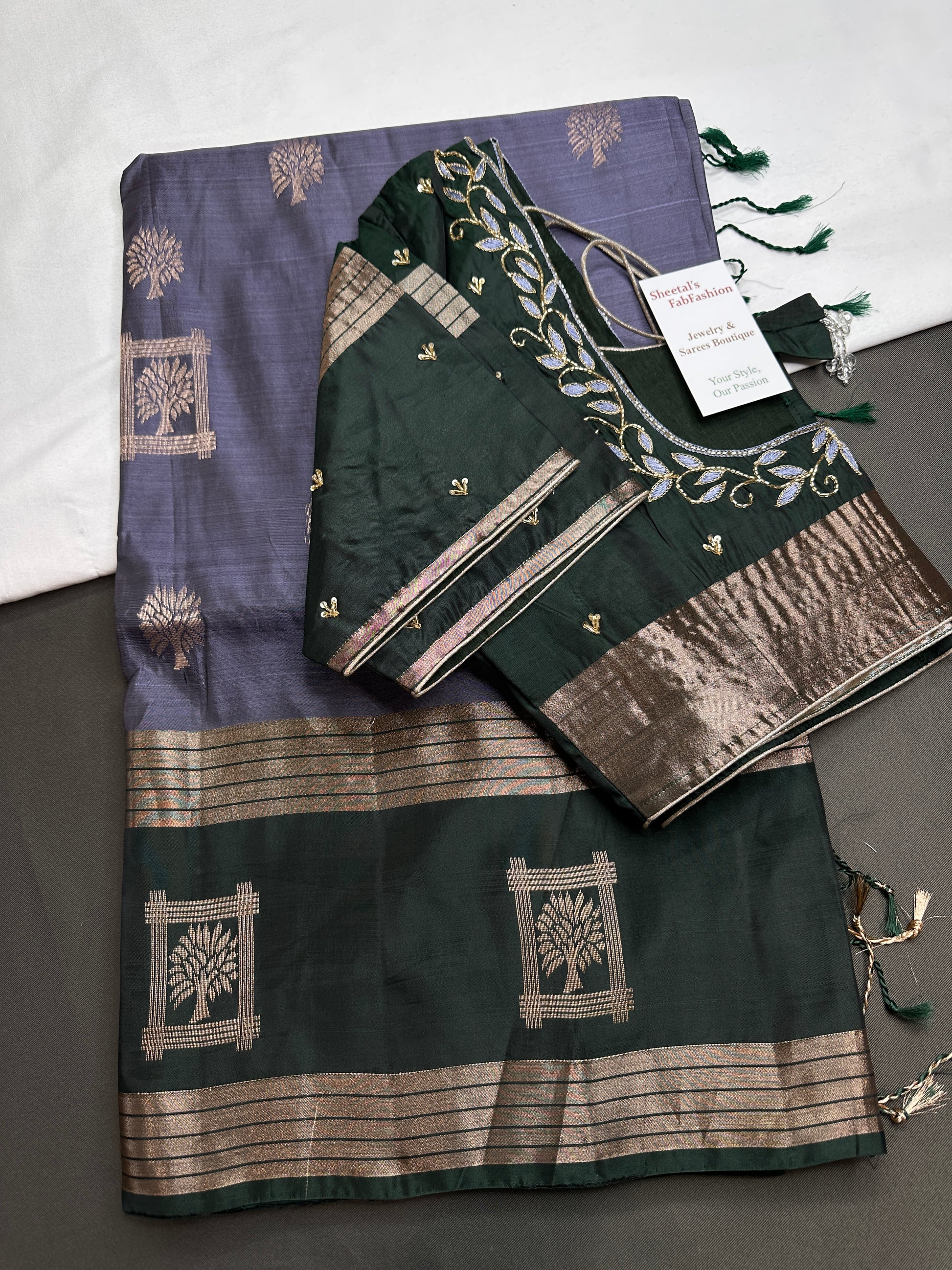 Greyish Blue Light Weight Kanchi Soft Silk  Saree - 