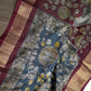 Blue Kalamkari Printed Light Weight Semi Tussar Saree - 