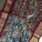 Blue Kalamkari Printed Light Weight Semi Tussar Saree - 