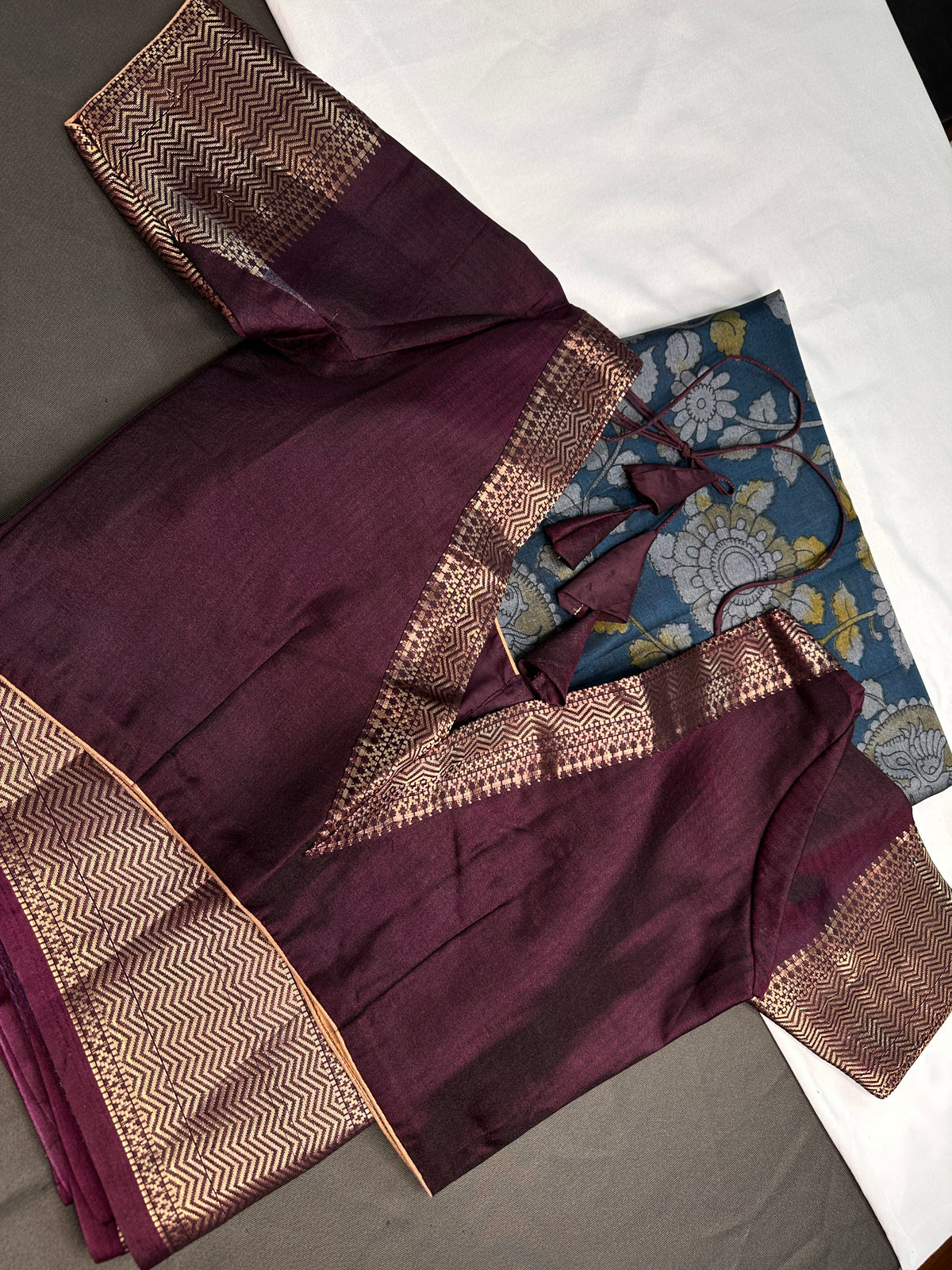 Blue Kalamkari Printed Light Weight Semi Tussar Saree - 
