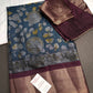 Blue Kalamkari Printed Light Weight Semi Tussar Saree - 