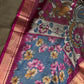 Blue Maggenta Kalamkari Printed Light Weight Semi Tussar Saree - 