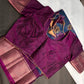 Blue Maggenta Kalamkari Printed Light Weight Semi Tussar Saree - 