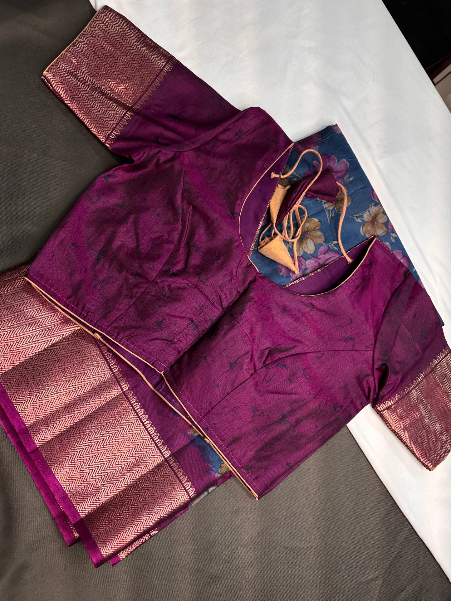 Blue Maggenta Kalamkari Printed Light Weight Semi Tussar Saree - 