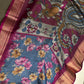 Blue Maggenta Kalamkari Printed Light Weight Semi Tussar Saree - 