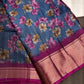 Blue Maggenta Kalamkari Printed Light Weight Semi Tussar Saree - 