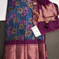 Blue Maggenta Kalamkari Printed Light Weight Semi Tussar Saree - 