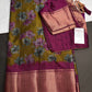 Green Maggenta Kalamkari Printed Light Weight Semi Tussar Saree - 