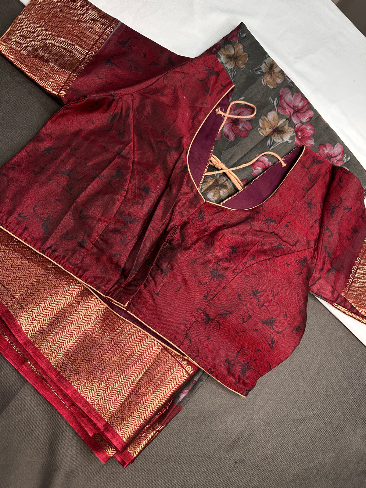 Grey Maggenta Kalamkari Printed Light Weight Semi Tussar Saree - 