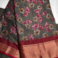Grey Maggenta Kalamkari Printed Light Weight Semi Tussar Saree - 