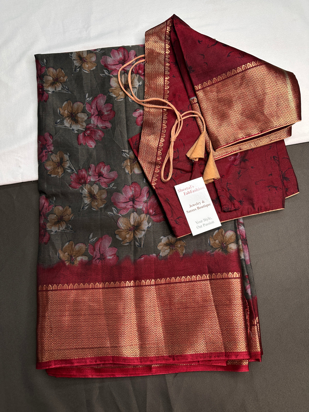 Grey Maggenta Kalamkari Printed Light Weight Semi Tussar Saree - 