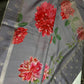 Grey Floral Semi Crepe Saree - 