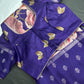 Purple Floral Semi Crepe Saree - 