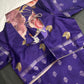 Purple Floral Semi Crepe Saree - 