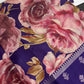 Purple Floral Semi Crepe Saree - 