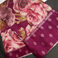 Magenta Floral Semi Crepe Saree - 