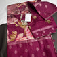 Magenta Floral Semi Crepe Saree - 