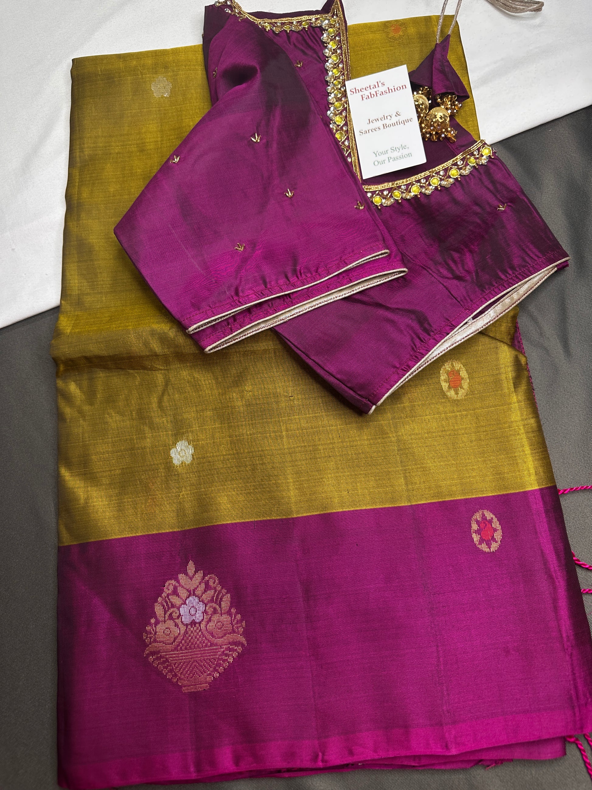 Green Pink Kanchi Handloom Pure Silk  Saree - 