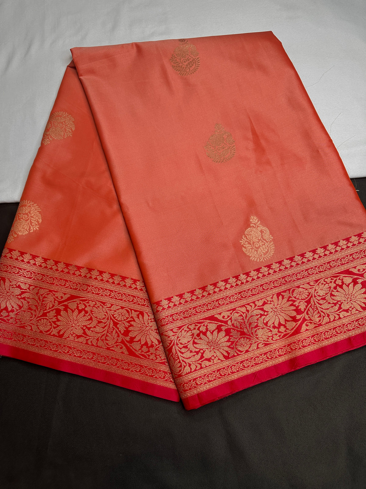 Peach Pink Semi Kanchi Silk  Saree - 