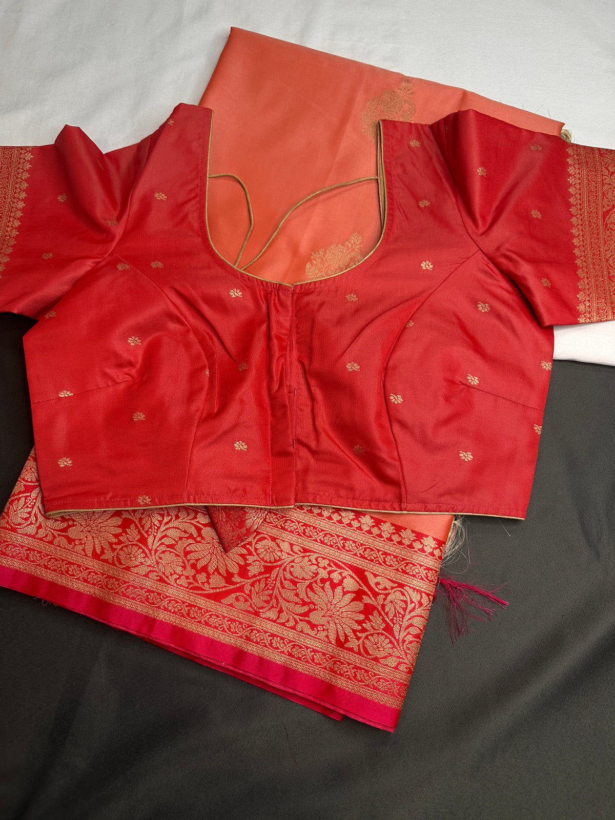 Peach Pink Semi Kanchi Silk  Saree - 
