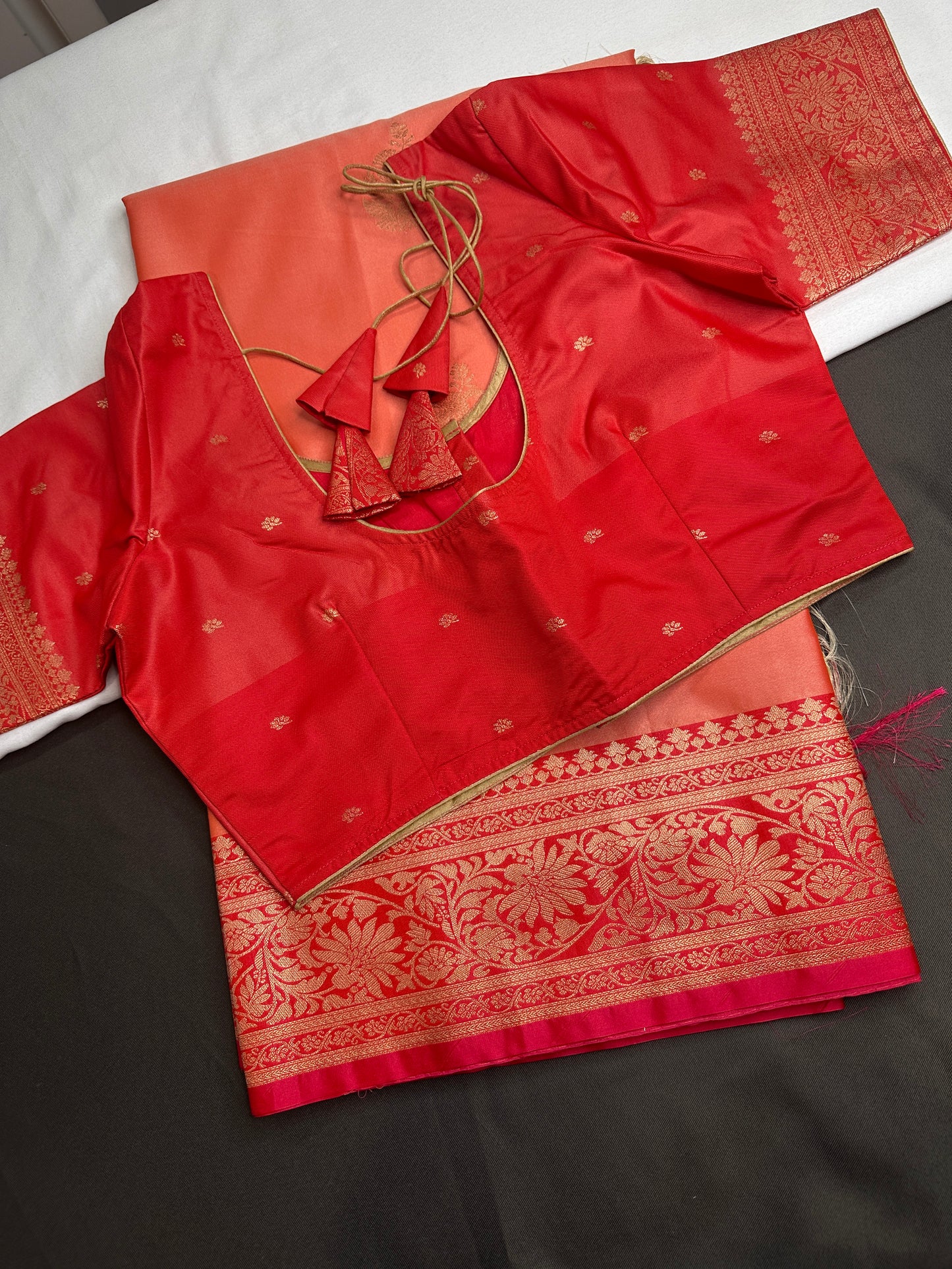 Peach Pink Semi Kanchi Silk  Saree - 