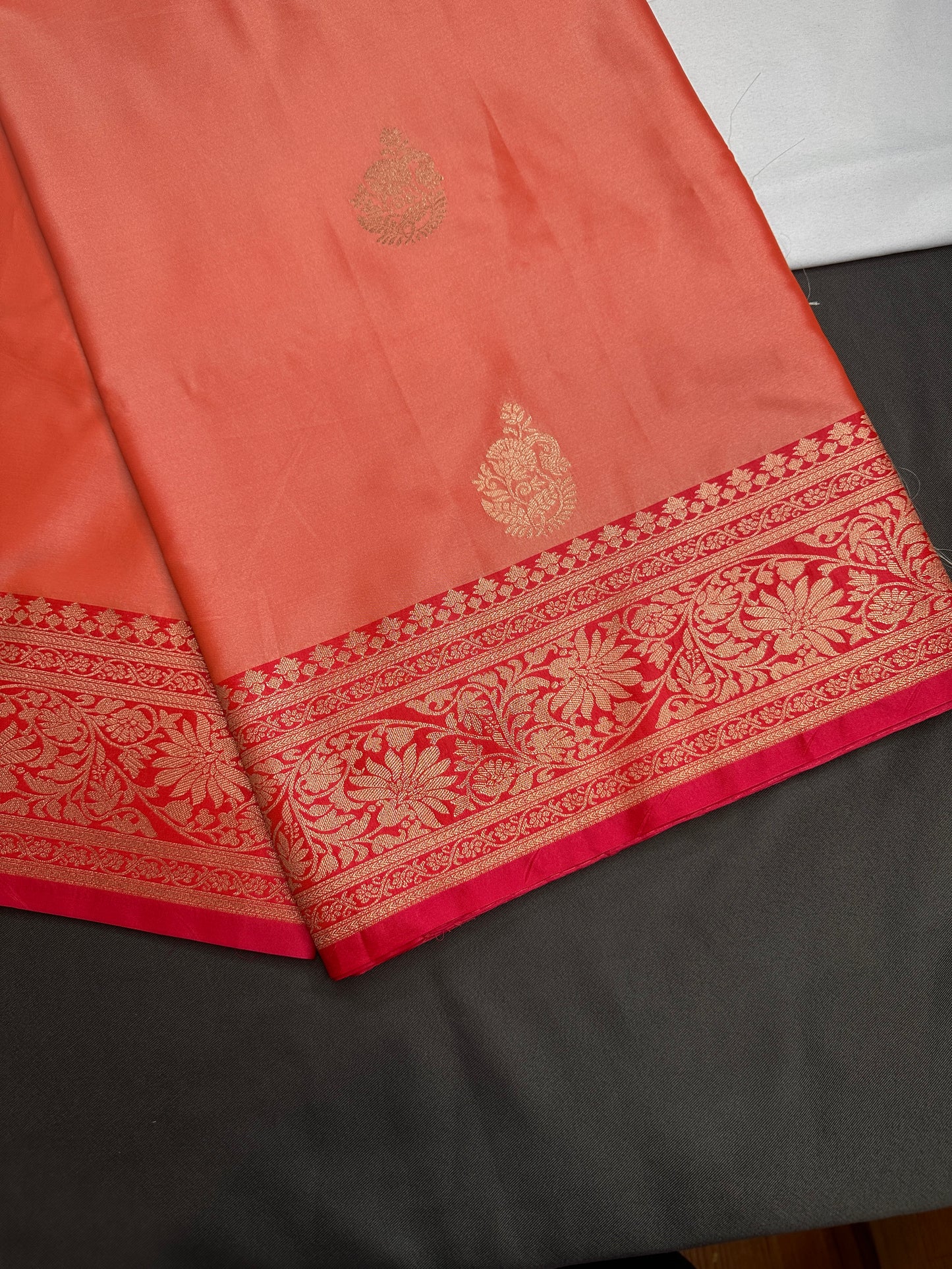 Peach Pink Semi Kanchi Silk  Saree - 