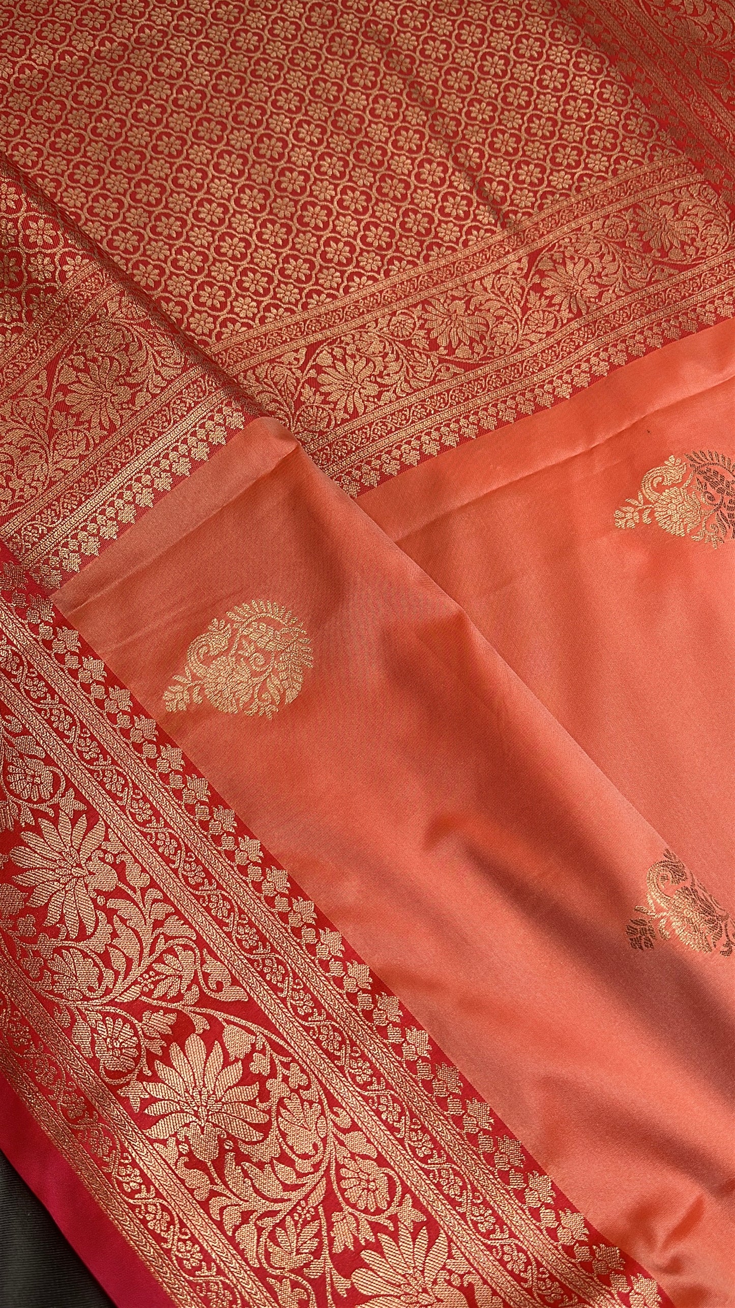Peach Pink Semi Kanchi Silk  Saree - 