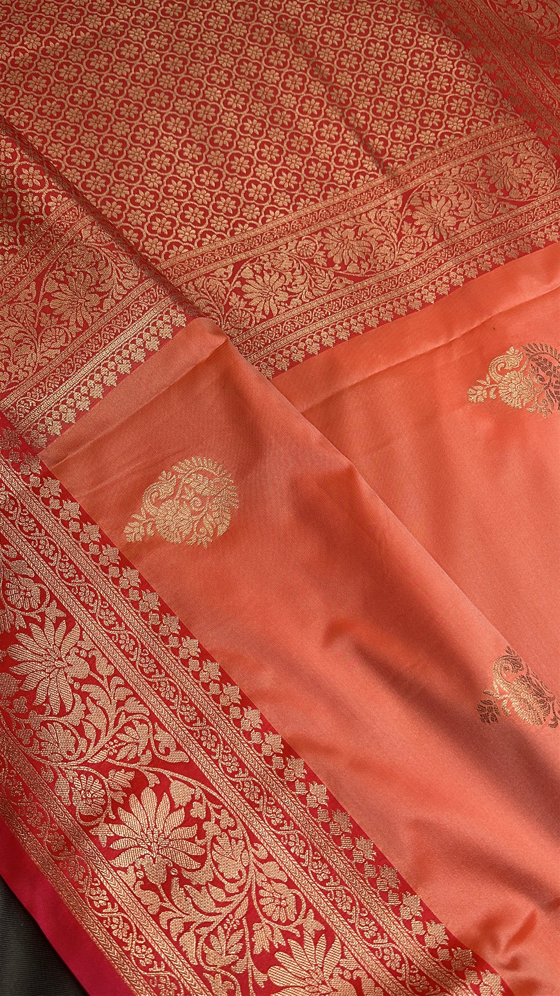 Peach Pink Semi Kanchi Silk  Saree - 