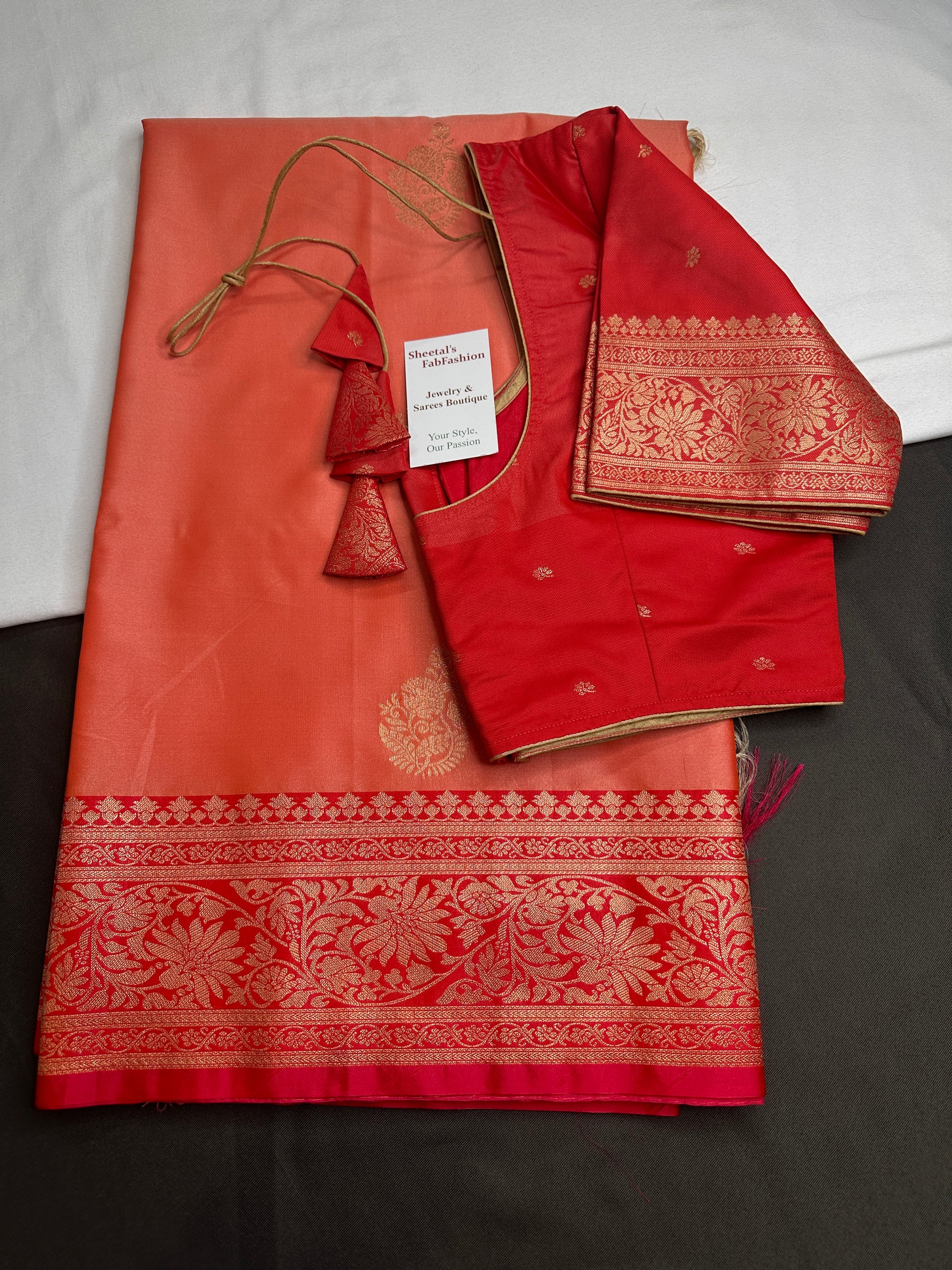 Peach Pink Semi Kanchi Silk  Saree - 
