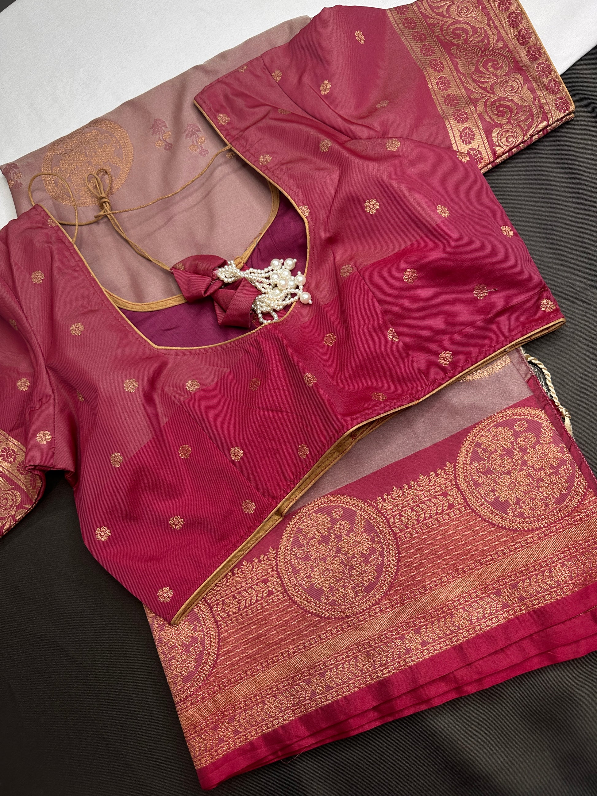 Light Mauve Pink Semi Kanchi Silk  Saree - 