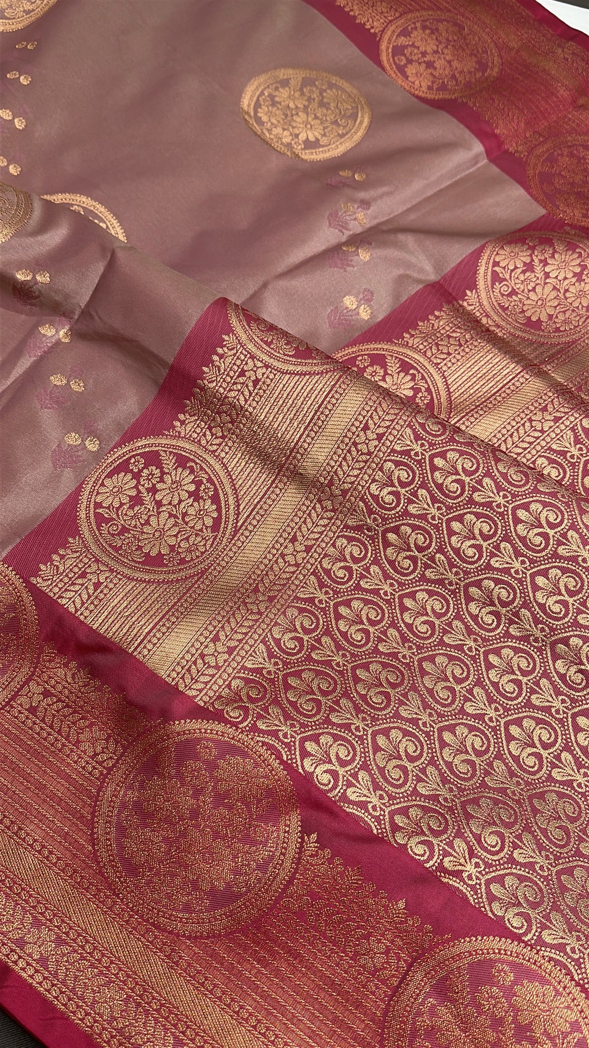 Light Mauve Pink Semi Kanchi Silk  Saree - 