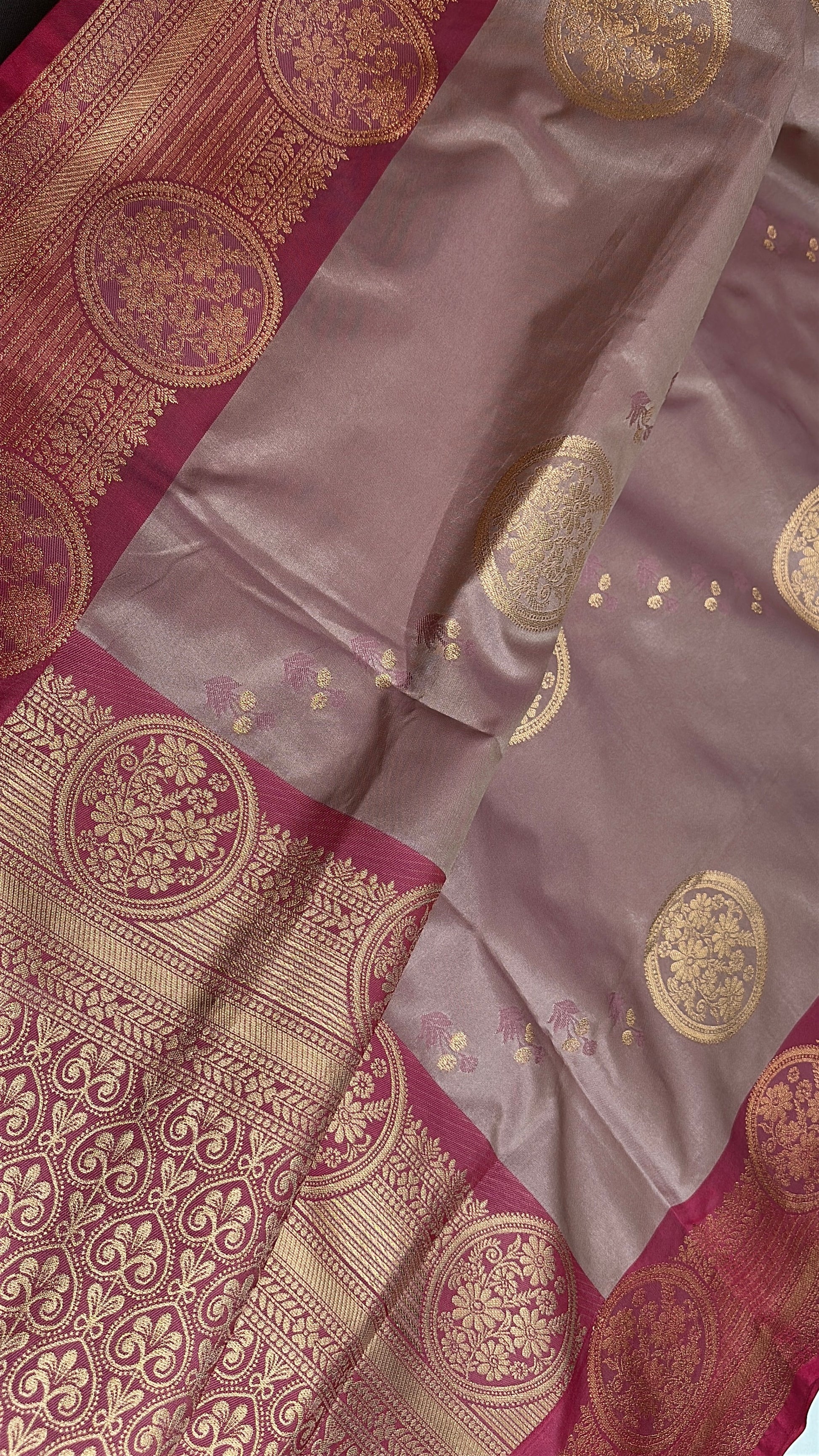 Light Mauve Pink Semi Kanchi Silk  Saree - 