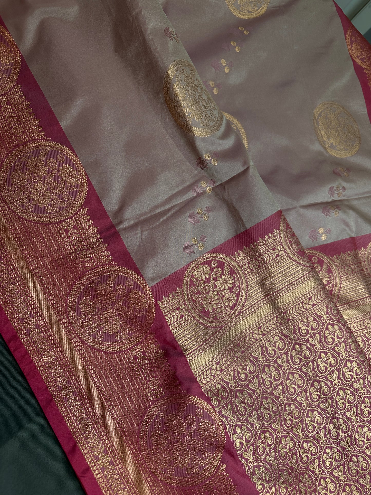 Light Mauve Pink Semi Kanchi Silk  Saree - 