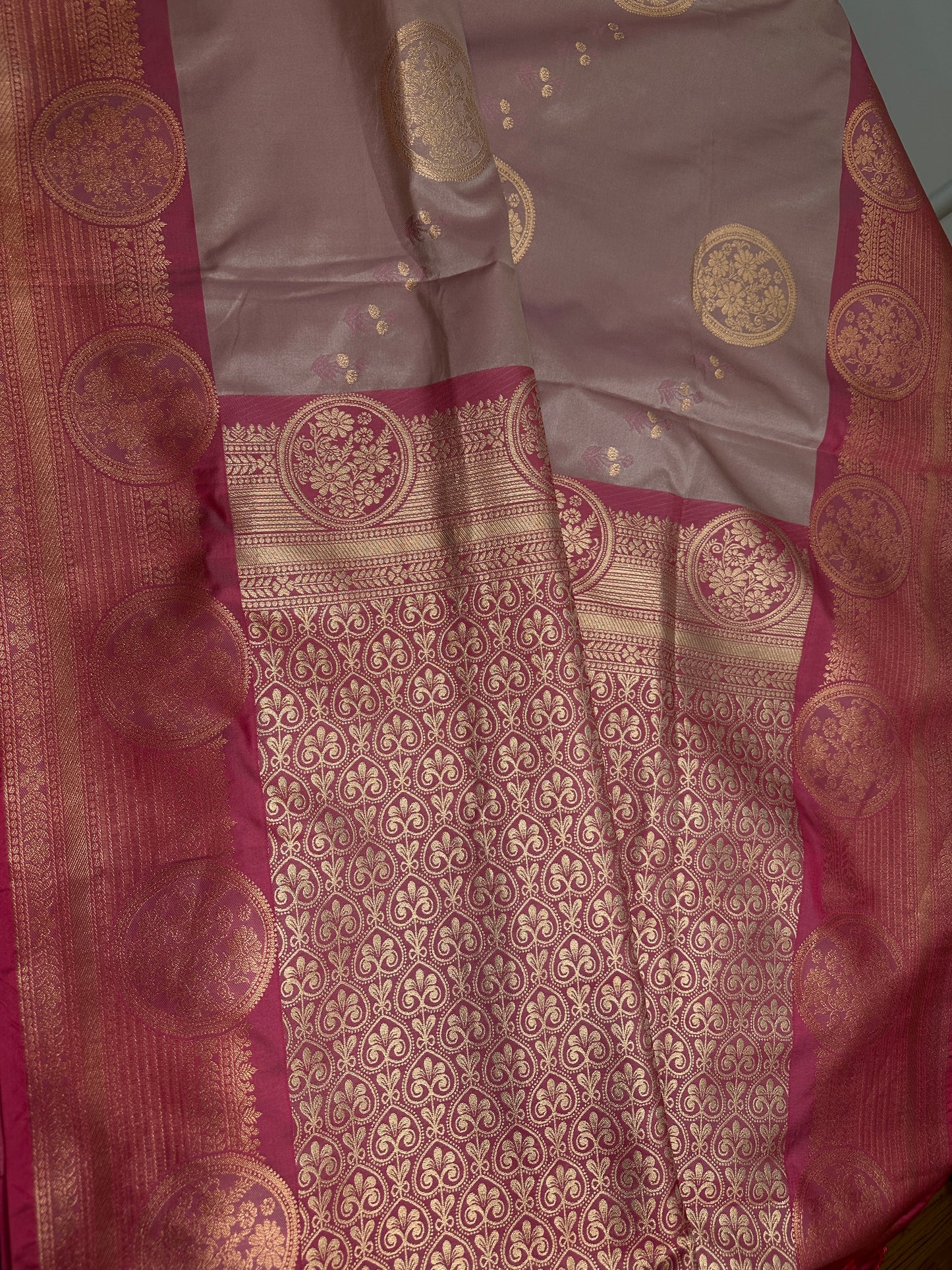 Light Mauve Pink Semi Kanchi Silk  Saree - 