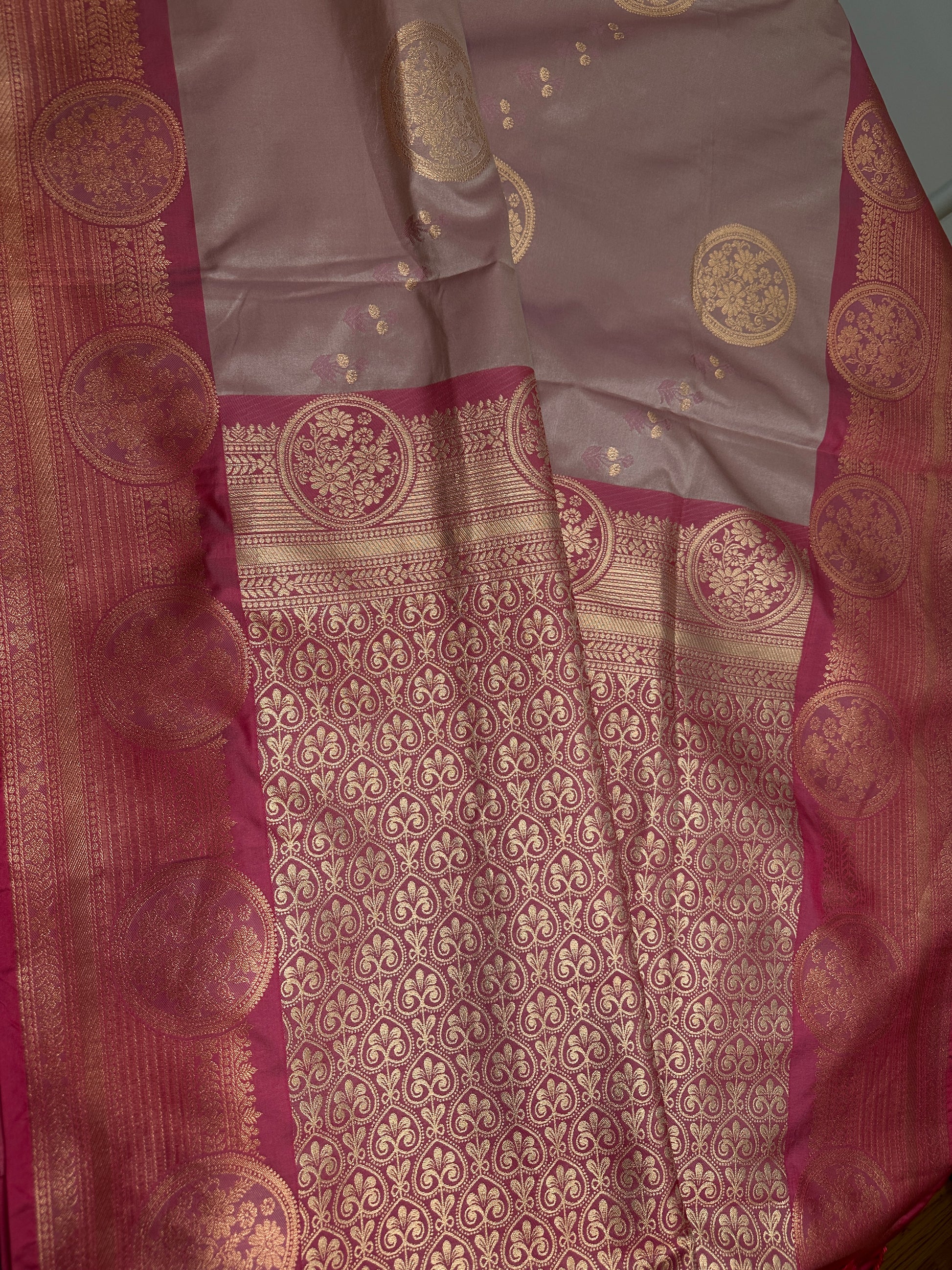 Light Mauve Pink Semi Kanchi Silk  Saree - 