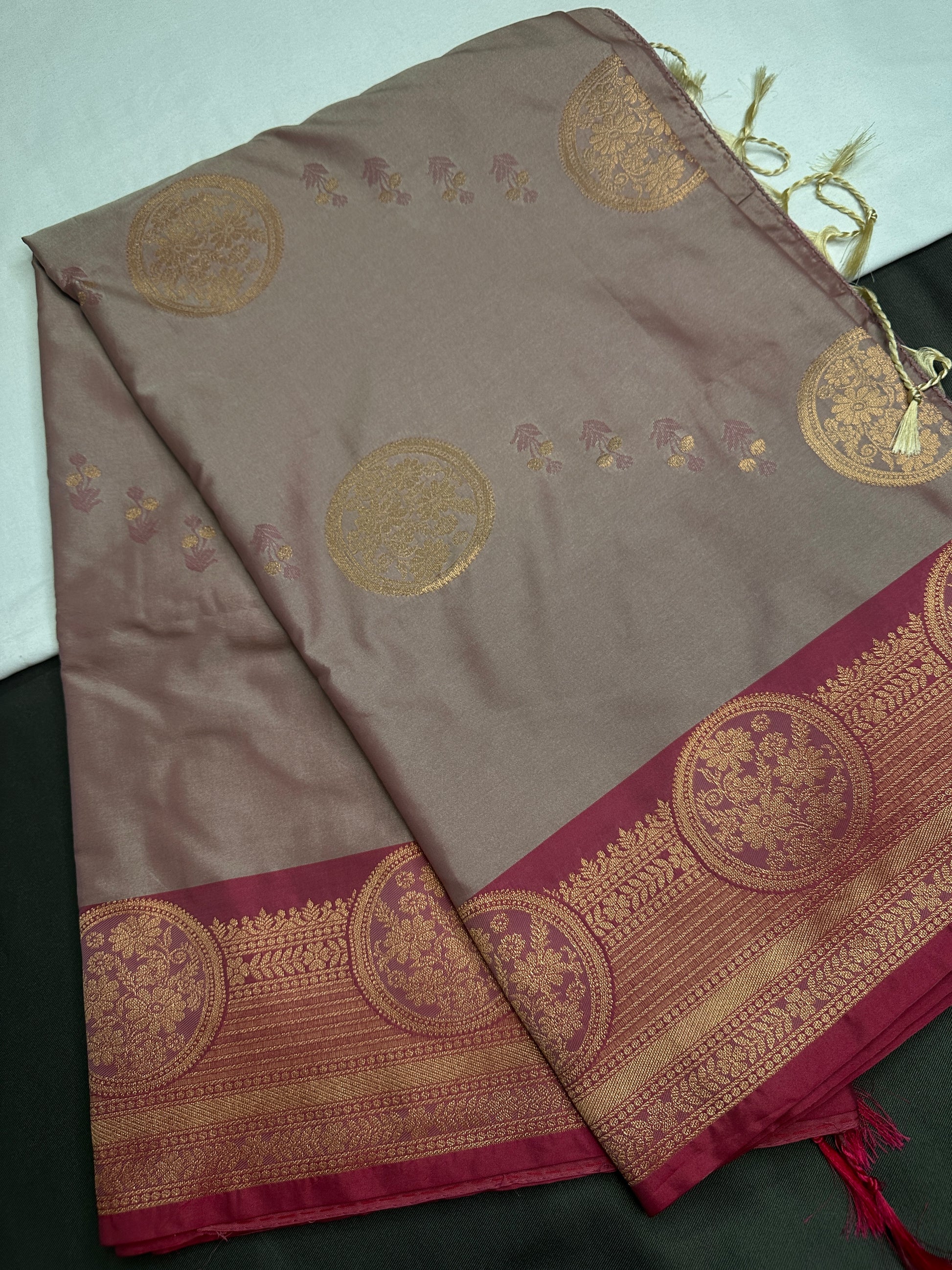 Light Mauve Pink Semi Kanchi Silk  Saree - 