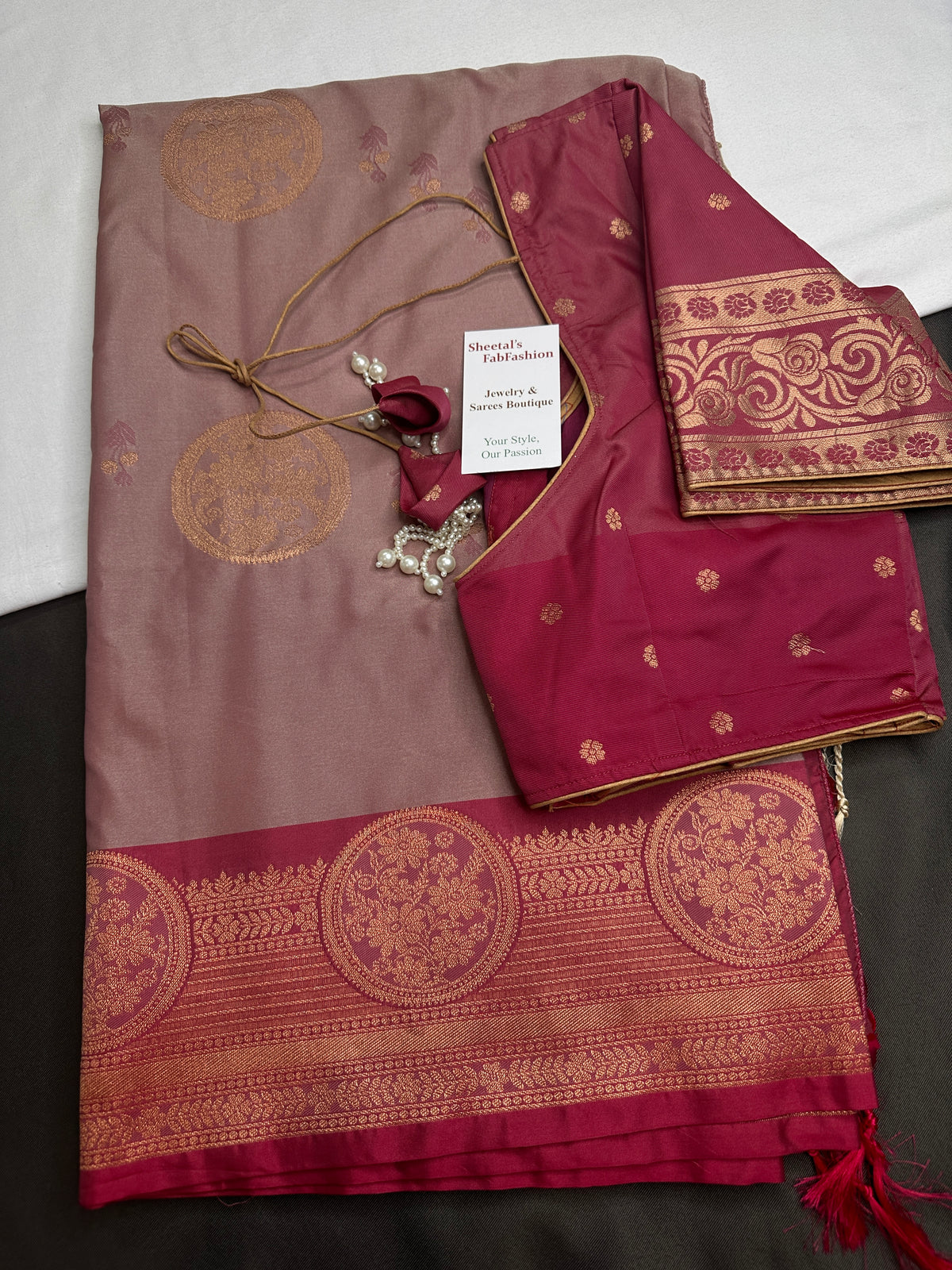 Light Mauve Pink Semi Kanchi Silk  Saree - 