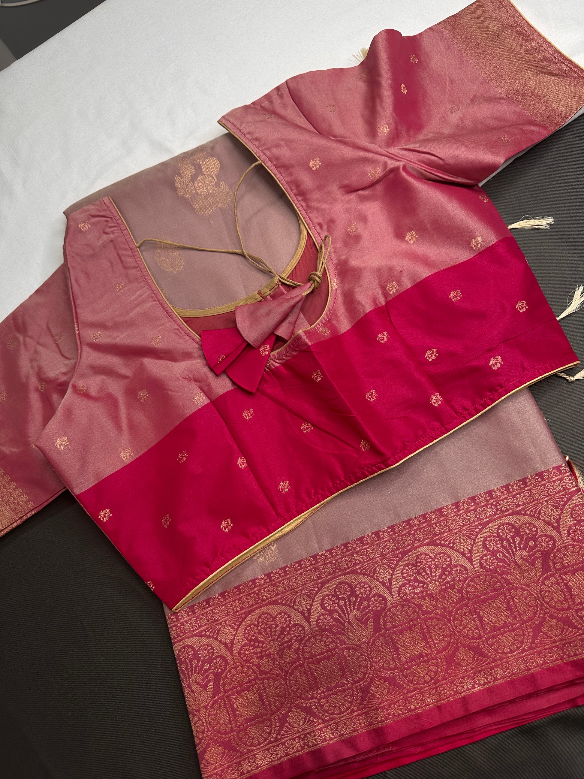 Light Mauve Pink Semi Kanchi Silk  Saree - 