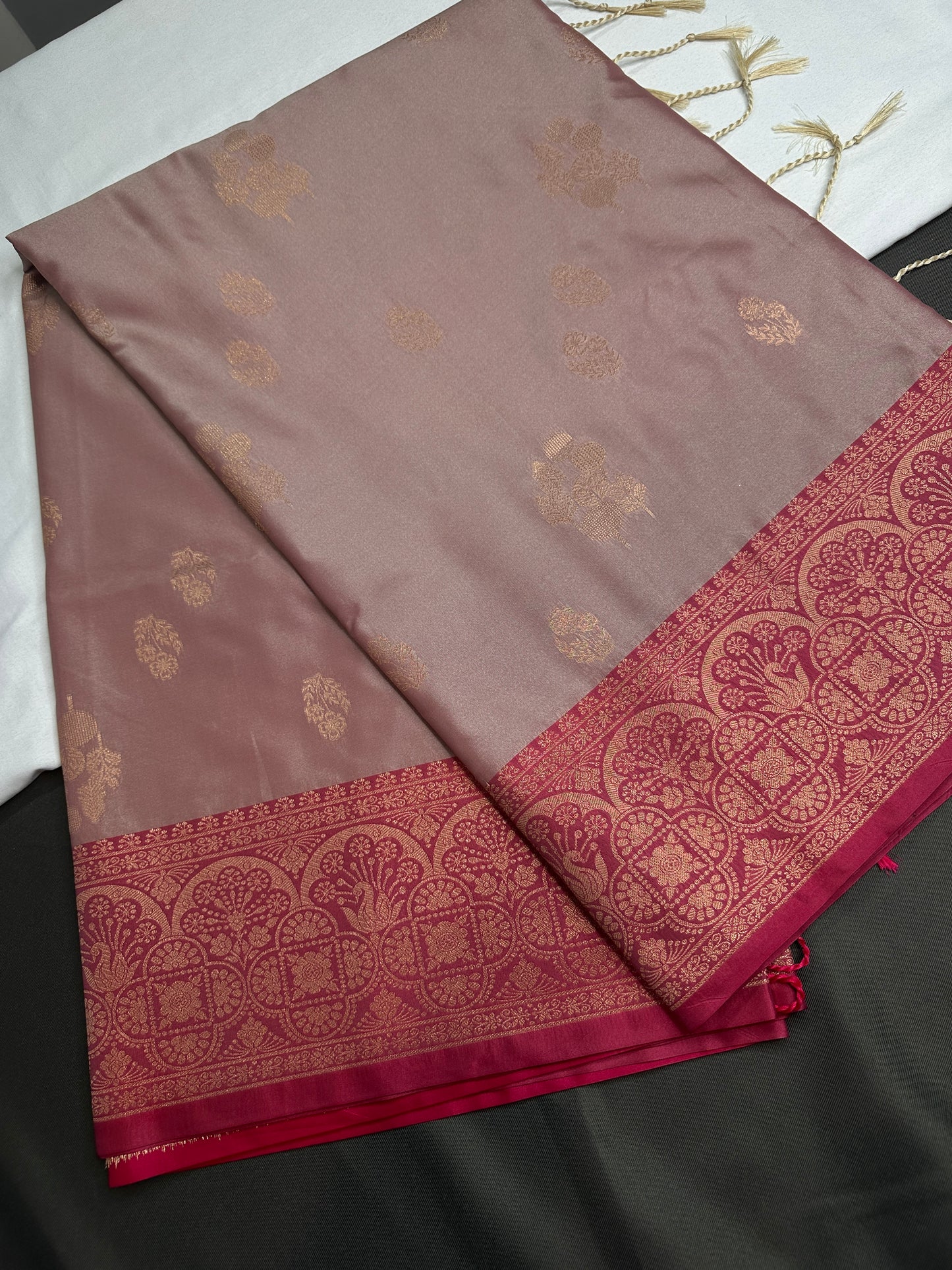 Light Mauve Pink Semi Kanchi Silk  Saree - 