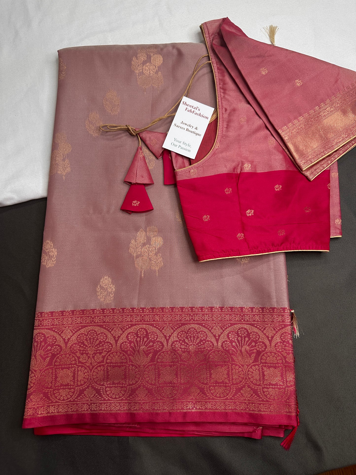 Light Mauve Pink Semi Kanchi Silk  Saree - 