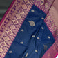 Blue Pink Semi Kanchi Silk  Saree - 