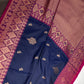 Blue Pink Semi Kanchi Silk  Saree - 