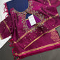 Blue Pink Pure Soft Silk  Handloom Saree - 
