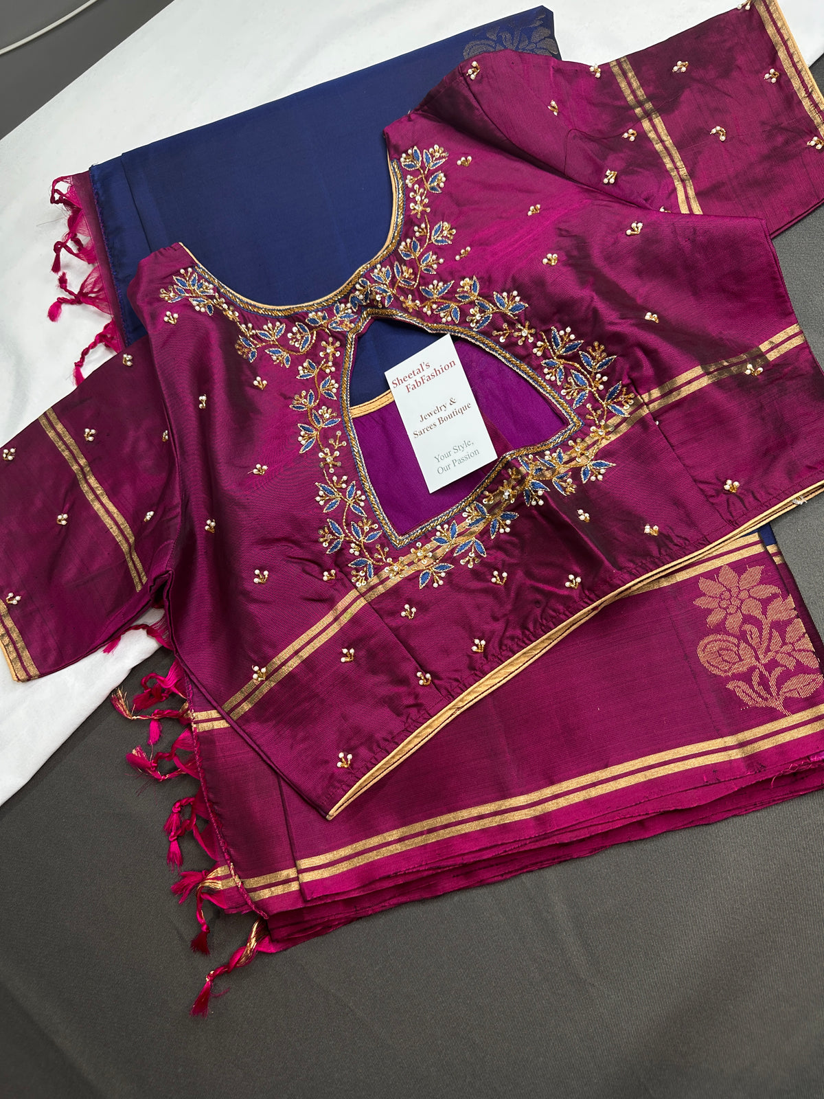 Blue Pink Pure Soft Silk  Handloom Saree - 