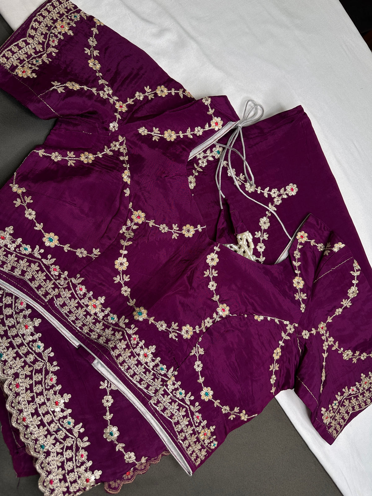 Purple Crepe Designer Saree - 